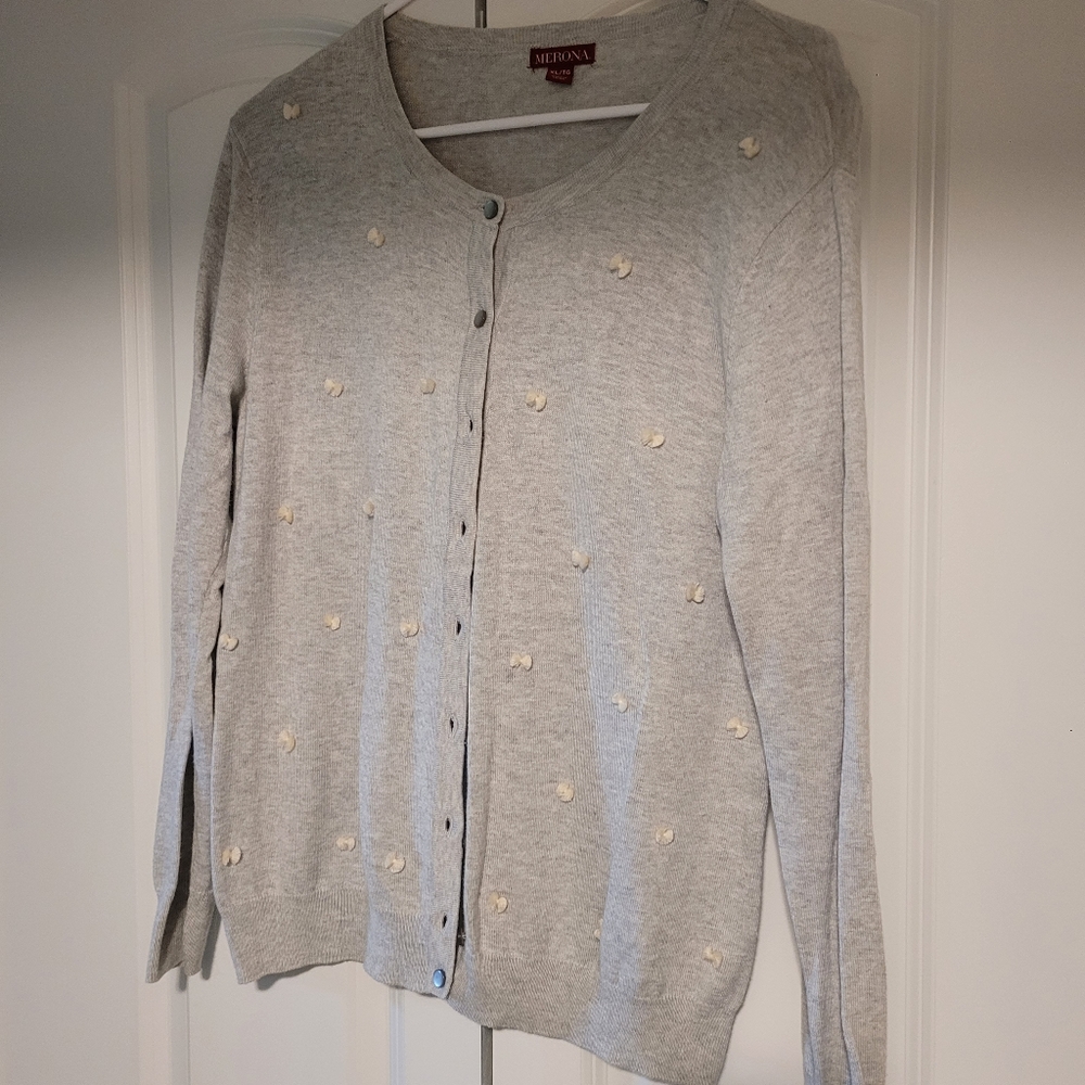 Merona Grey Bow Cardigan Sweater